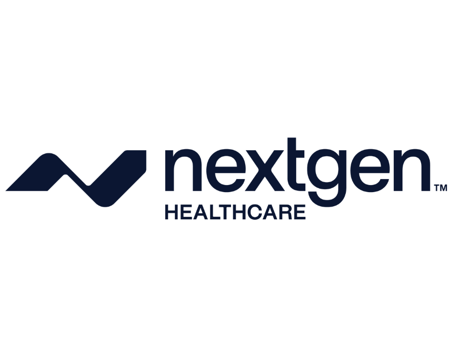 NextGen Healthcare logo with a dark blue zigzag mark and the text 'nextgen HEALTHCARE'.